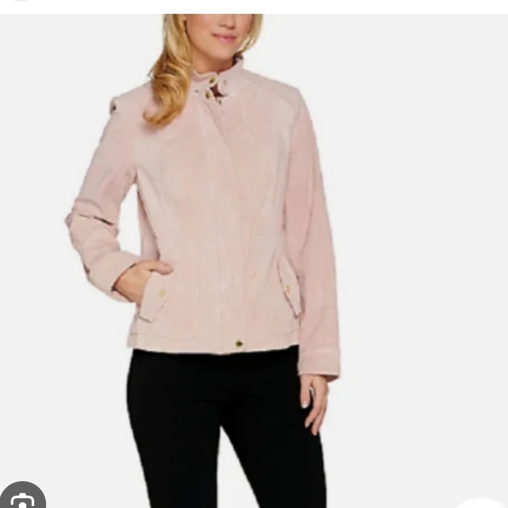 Isaac Mizrahi Women's Pink Suede Lined Jacket
